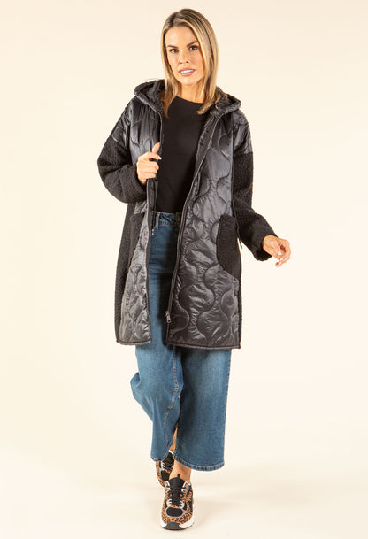 Soft Boucle Hooded Coat