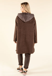 Soft Boucle Hooded Coat