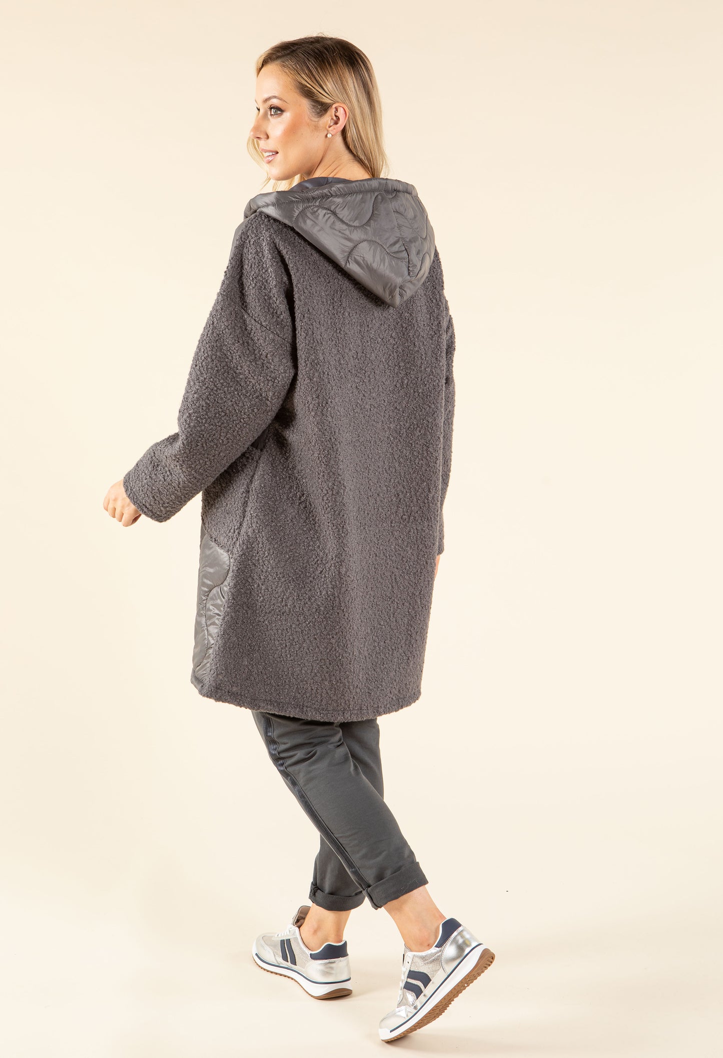 Soft Boucle Hooded Coat