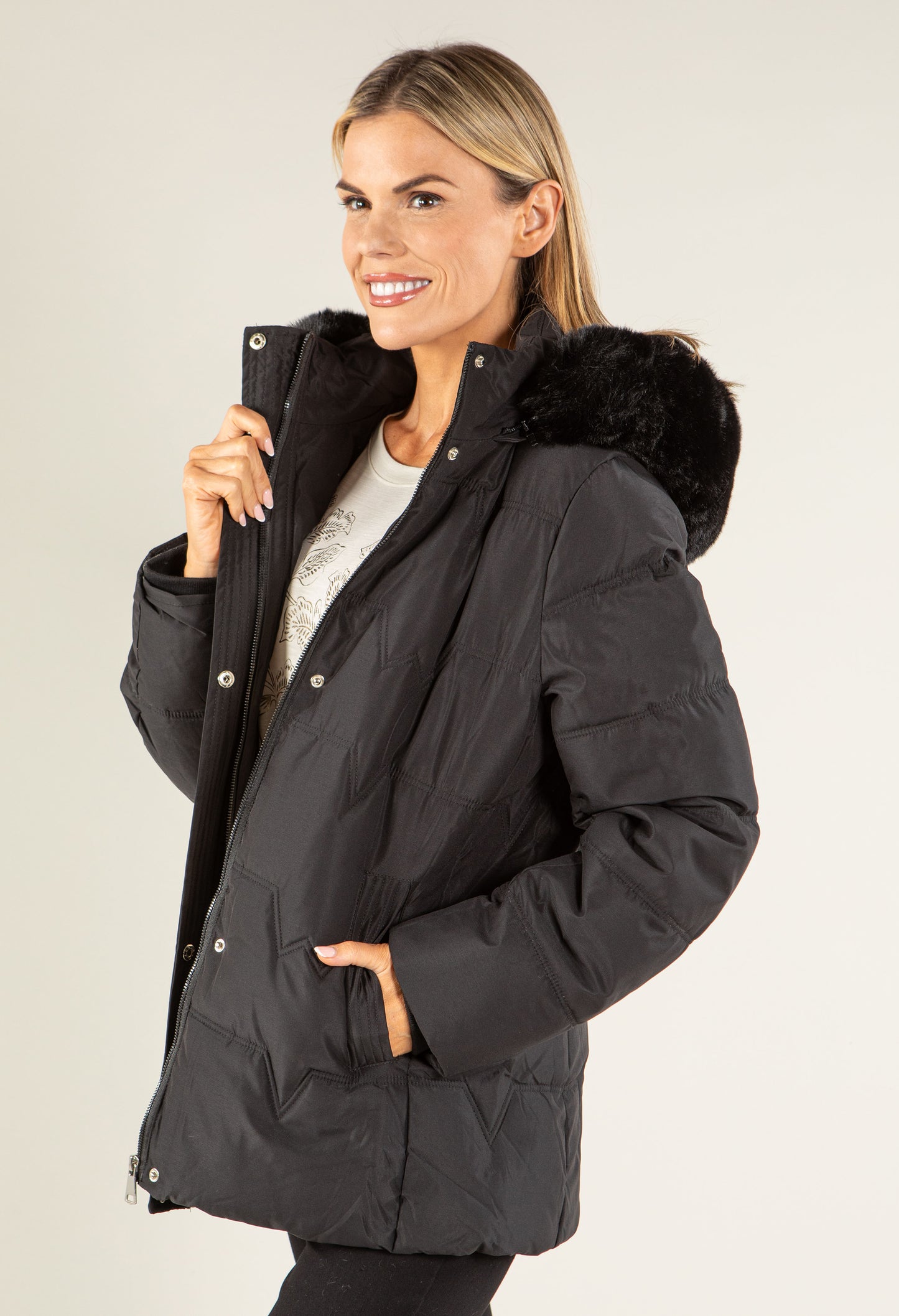 Fur Lined Hooded Coat