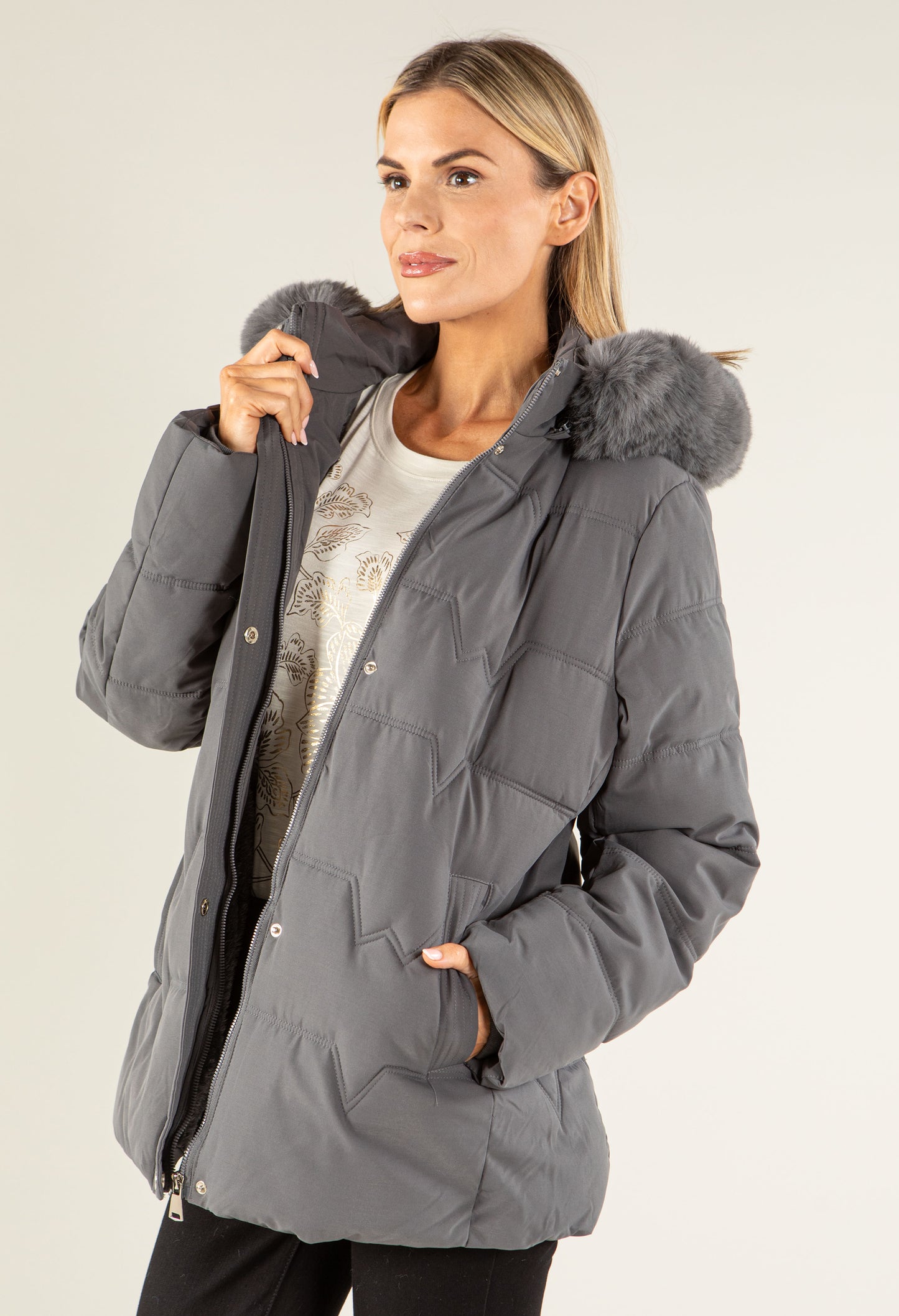 Fur Lined Hooded Coat