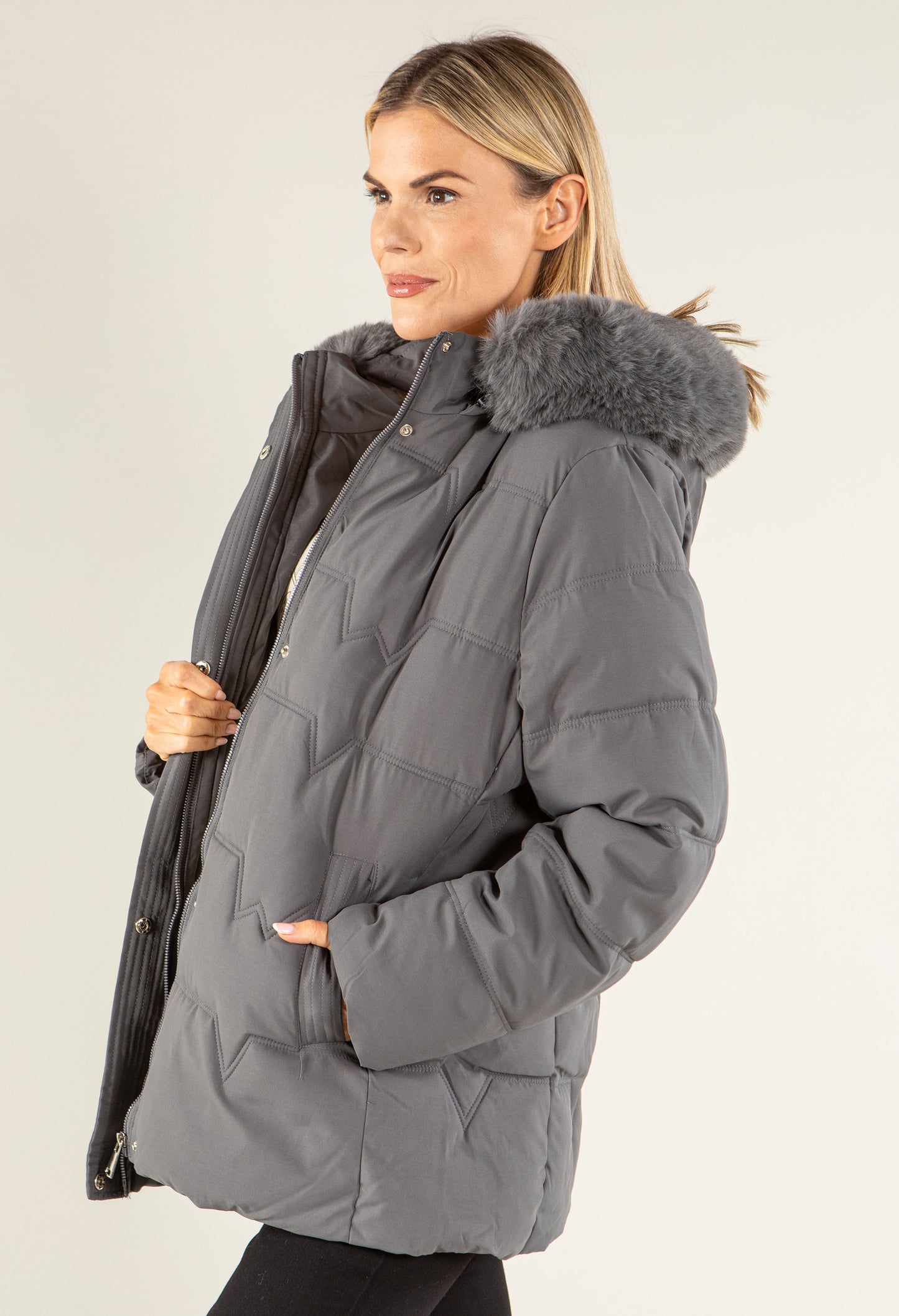 Fur Lined Hooded Coat