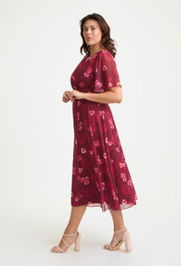 Victoria Angel Sleeve Mesh Midi Curve+ Dress