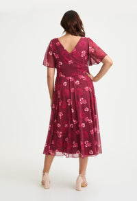 Victoria Angel Sleeve Mesh Midi Curve+ Dress