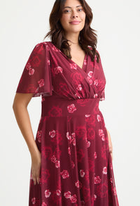 Victoria Angel Sleeve Mesh Midi Curve+ Dress