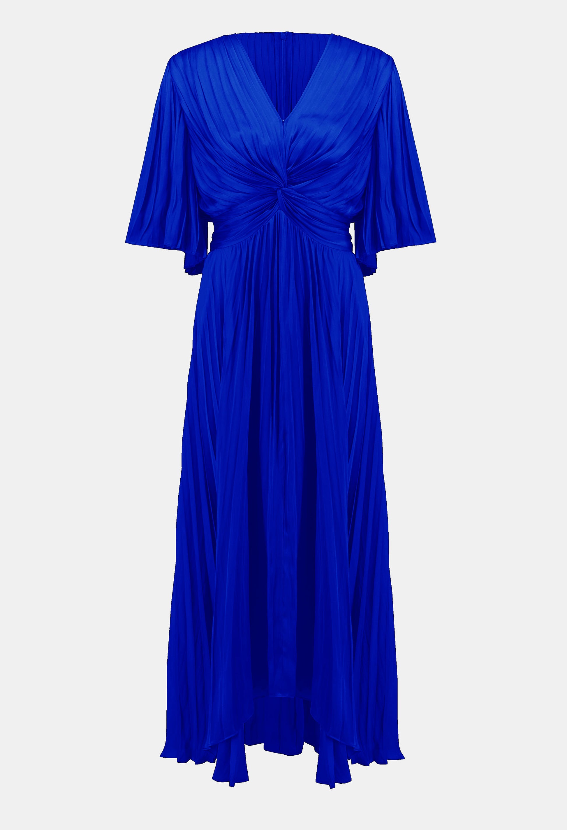 Blue dress with a knot detail on a white background