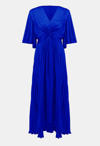 Blue dress with a knot detail on a white background