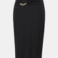 Black pencil skirt with a silver ring detail on a white background