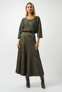 Textured Pleated A-line Skirt