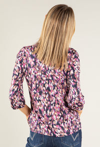 Abstract Print V-Neck Top