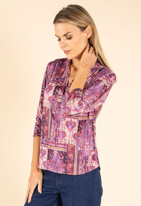 Patchwork Design V-Neck Top