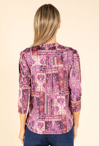 Patchwork Design V-Neck Top