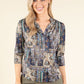 Patchwork Design V-Neck Top