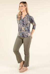 Patchwork Design V-Neck Top