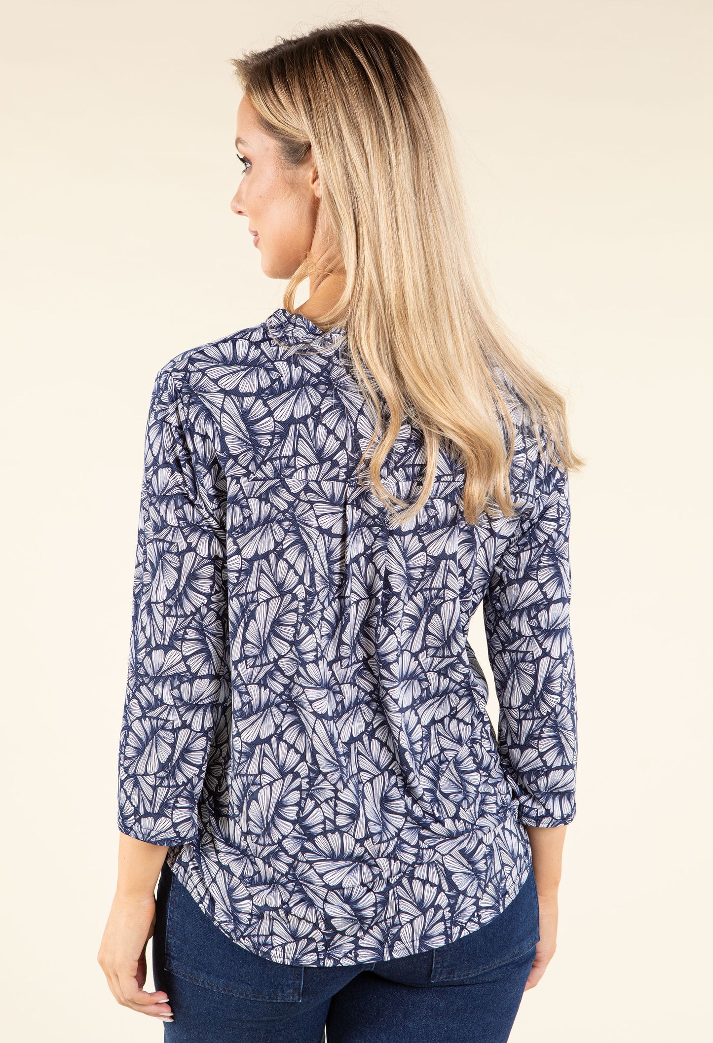 Leaf Print Textured Blouse