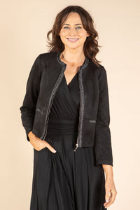 Cropped Faux Suede Jacket