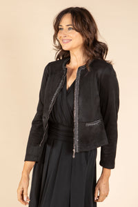 Cropped Faux Suede Jacket