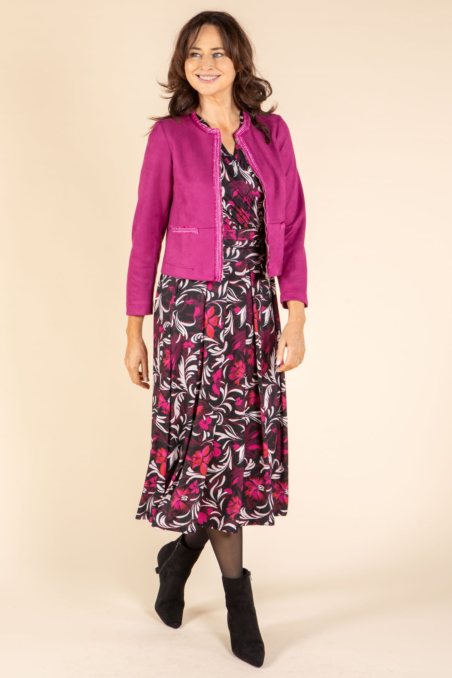 Cropped Faux Suede Jacket