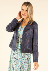 Vintage Leather Frill Detail Jacket