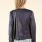 Vintage Leather Frill Detail Jacket