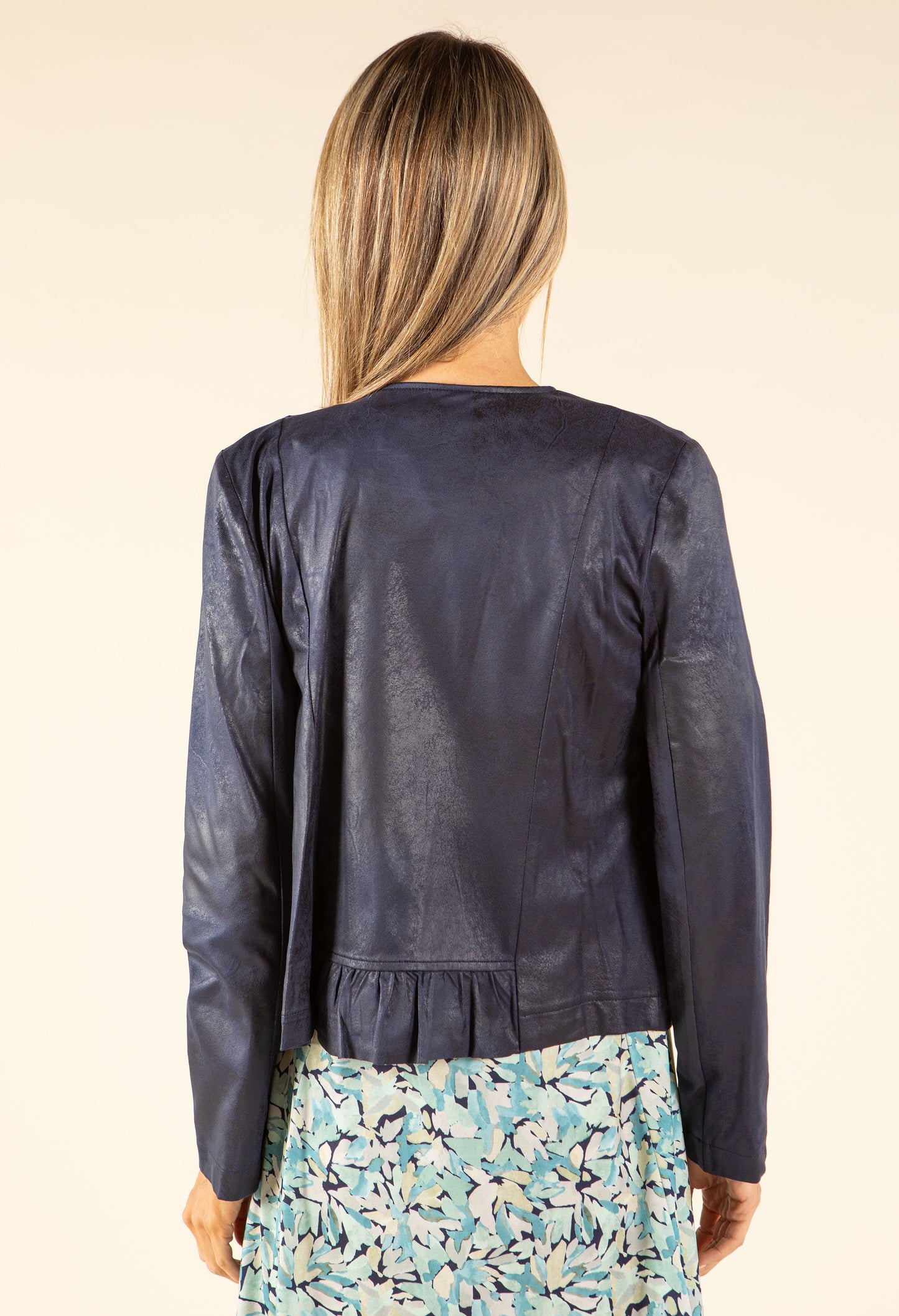 Vintage Leather Frill Detail Jacket