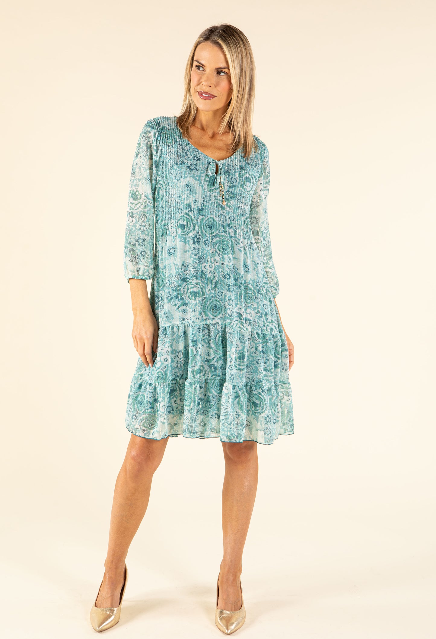 Plisse Pleated Floral Dress