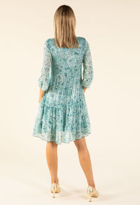 Plisse Pleated Floral Dress