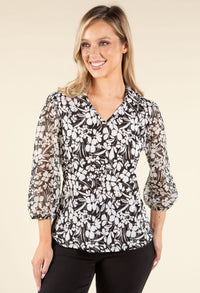 Floral Print V-Neck Blouse