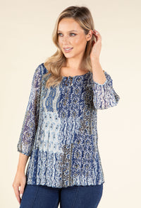 Plisse Pleated Abstract Blouse