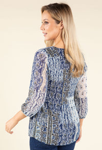 Plisse Pleated Abstract Blouse