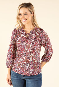 Floral Print V-Neck Blouse