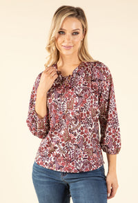 Floral Print V-Neck Blouse
