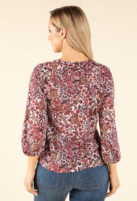 Floral Print V-Neck Blouse