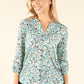 Leaf Print V-Neck Blouse