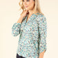 Leaf Print V-Neck Blouse