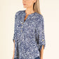 Abstract Print V-Neck Blouse
