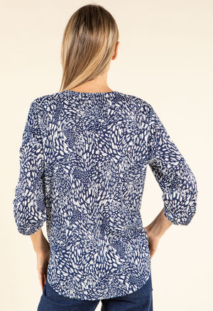 Abstract Print V-Neck Blouse