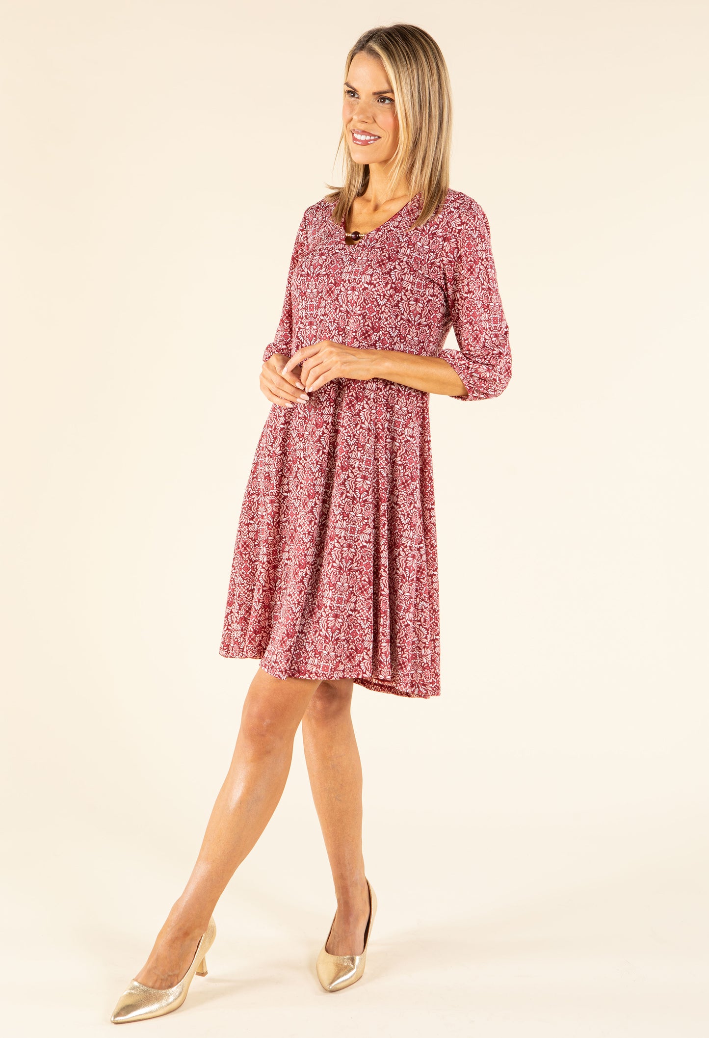 Mosaic Print V-Neck Dress