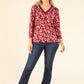Leaf Print V-Neck Blouse