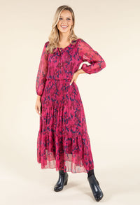 Plisse Pleated Floral Dress