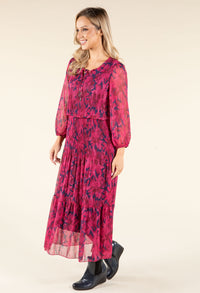 Plisse Pleated Floral Dress