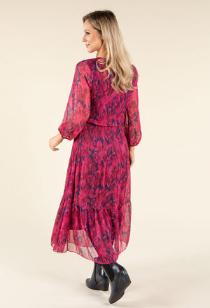 Plisse Pleated Floral Dress