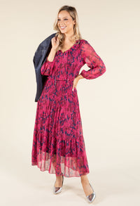 Plisse Pleated Floral Dress