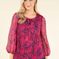 Plisse Pleated Floral Blouse