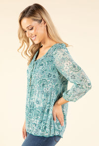 Plisse Pleated Floral Blouse