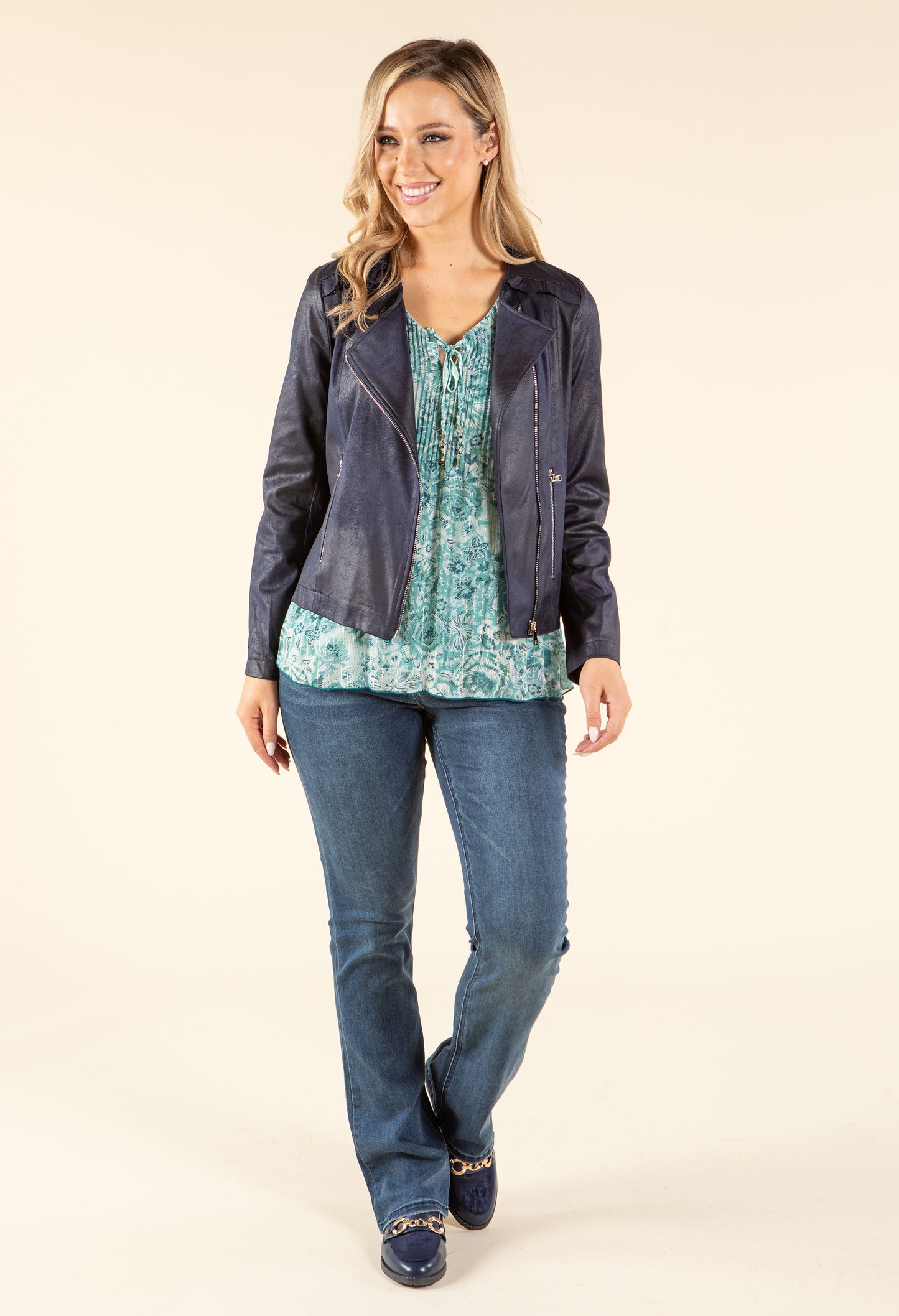 Plisse Pleated Floral Blouse