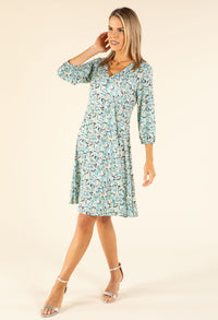 Leaf Print V-Neck Dress