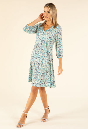 Leaf Print V-Neck Dress