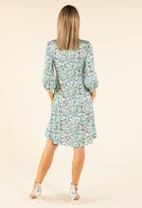 Leaf Print V-Neck Dress