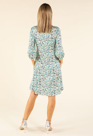 Leaf Print V-Neck Dress